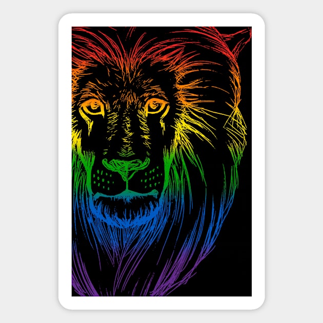 Rainbow Lion Art Magnet by Bardic Cat